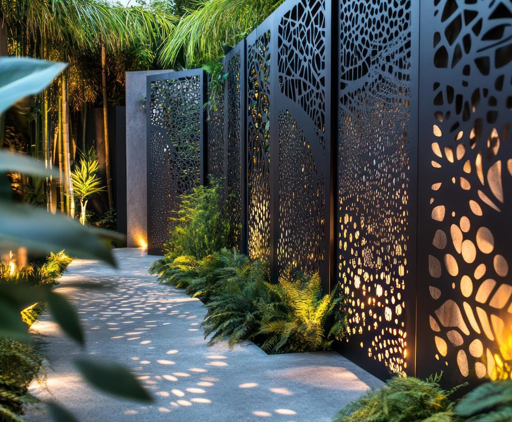 A house with a garden that has a wall that says light